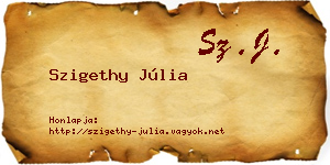 Szigethy Júlia névjegykártya
