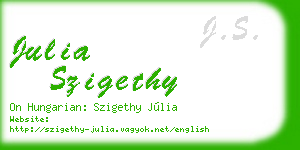 julia szigethy business card